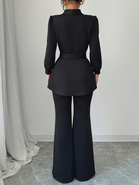 Set 2 Piese Moderne Bluză și Pantaloni 2026 Negru