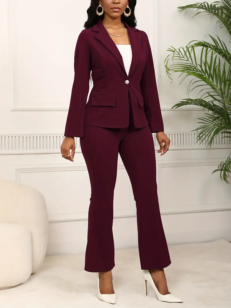 Set Office Bordo 2 Piese Casual cu Sacou si Pantaloni
