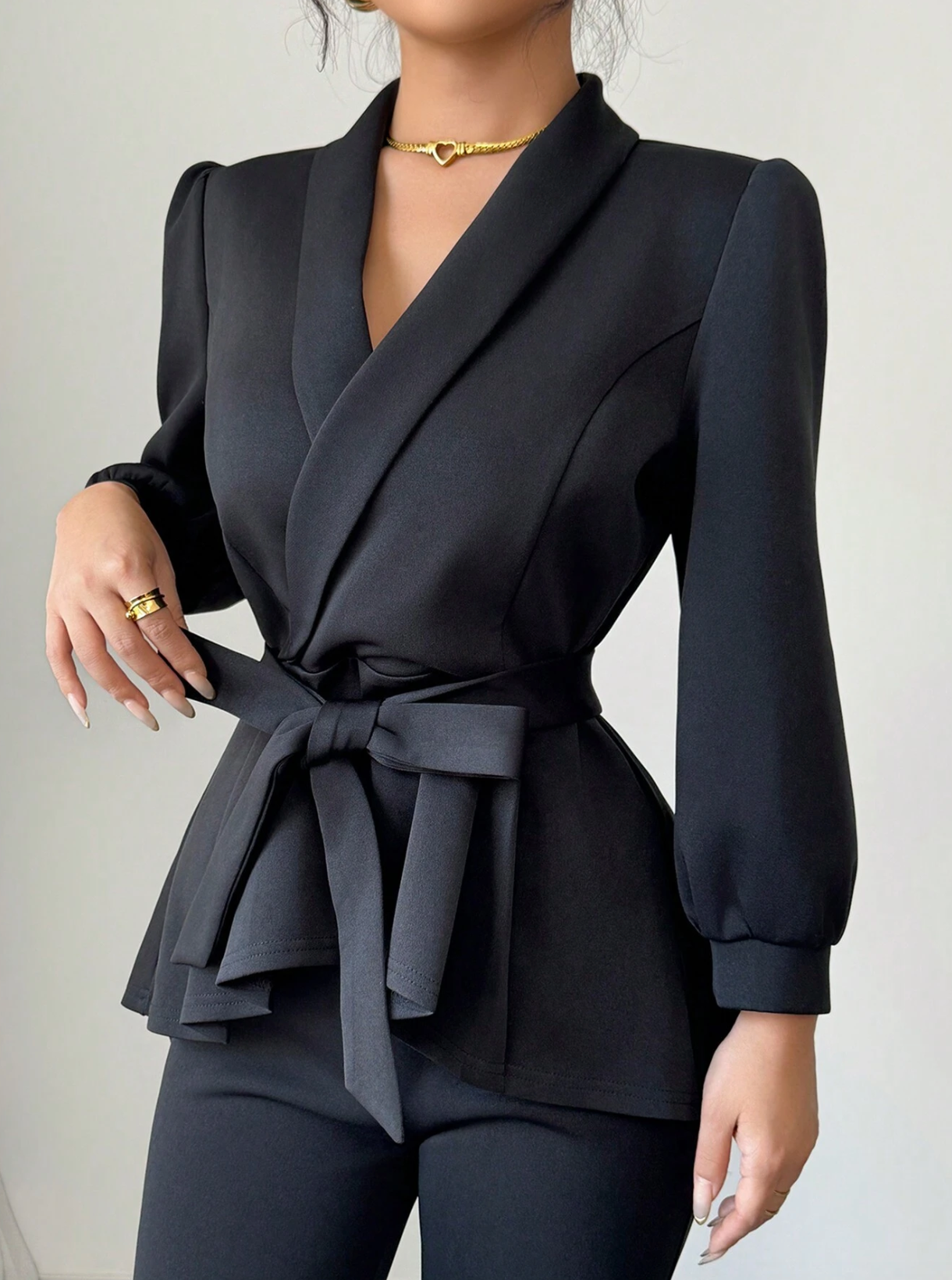 Set 2 Piese Moderne Bluză și Pantaloni 2026 Negru