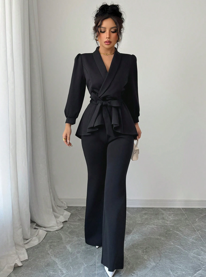 Set 2 Piese Moderne Bluză și Pantaloni 2026 Negru