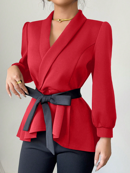 Set 2 Piese Moderne Bluză și Pantaloni 2026 Rosu