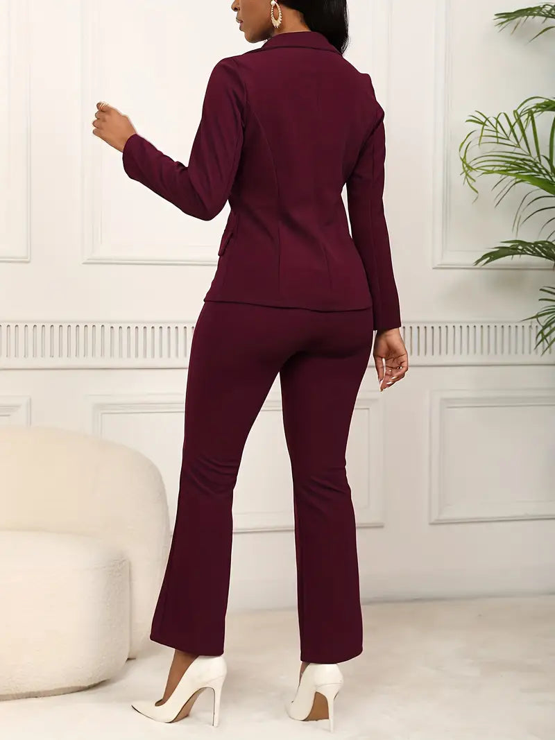 Set Office Bordo 2 Piese Casual cu Sacou si Pantaloni