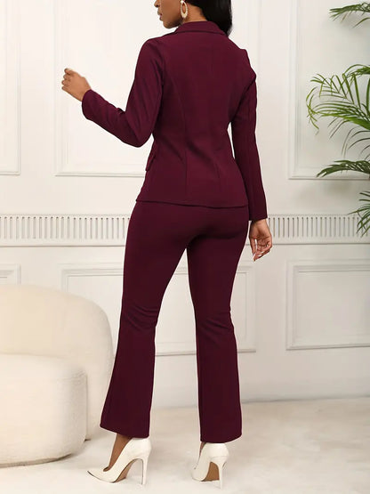 Set Office Bordo 2 Piese Casual cu Sacou si Pantaloni