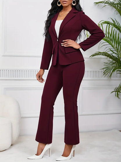 Set Office Bordo 2 Piese Casual cu Sacou si Pantaloni